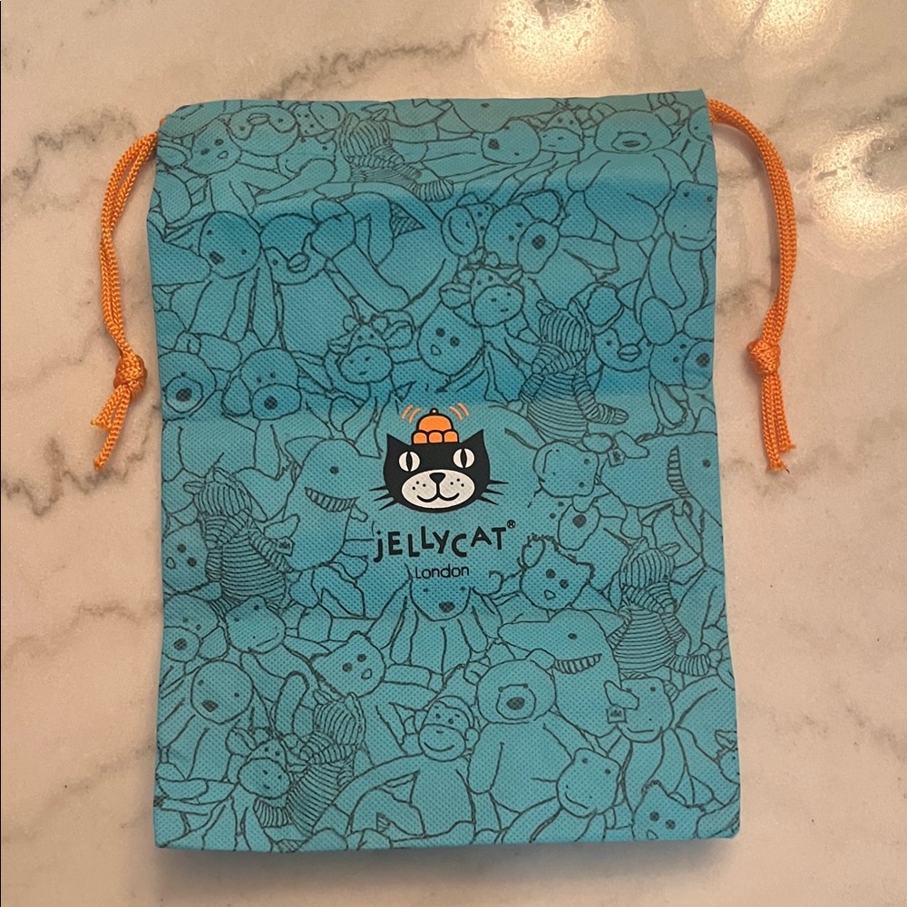 Jellycat Teal Bag with Orange Drawstrings